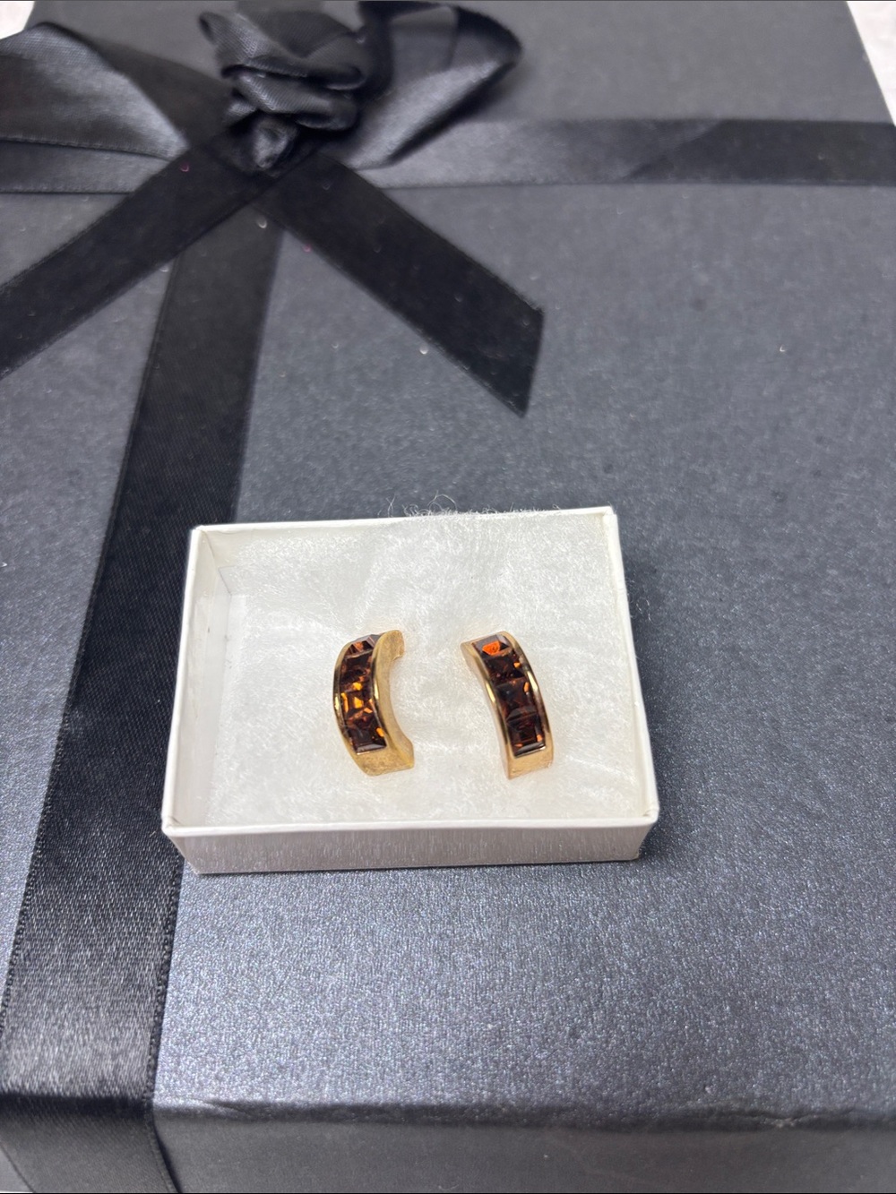 RMN The Roman Company Gold-Tone Amber Inset Earrings